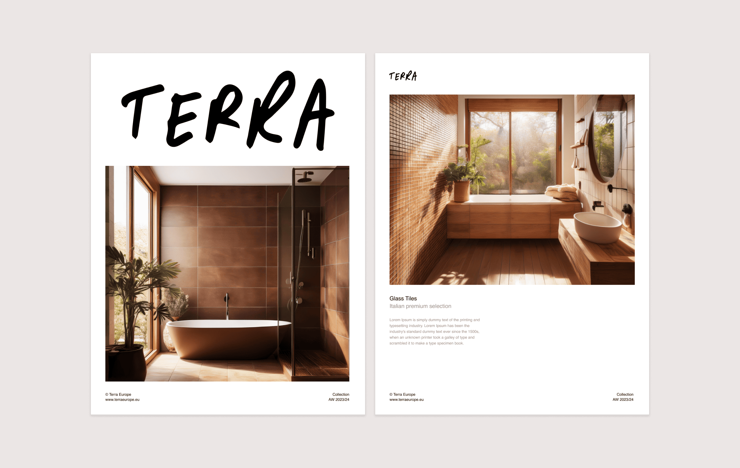 Italian interior terracotta and ceramic tiles bathroom